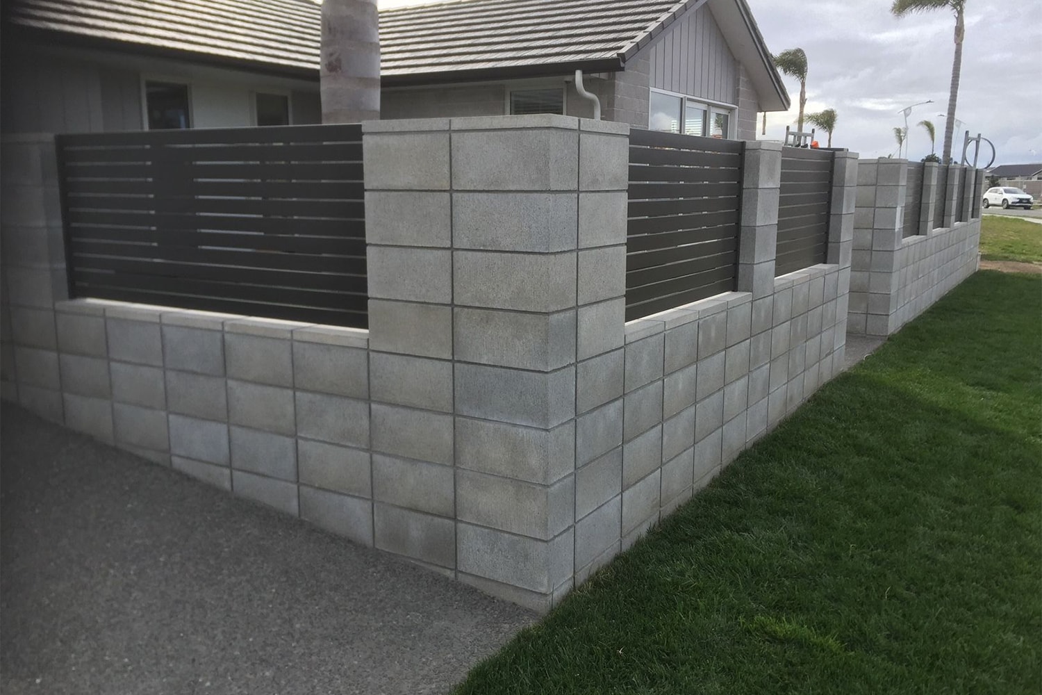 solid block wall with slats